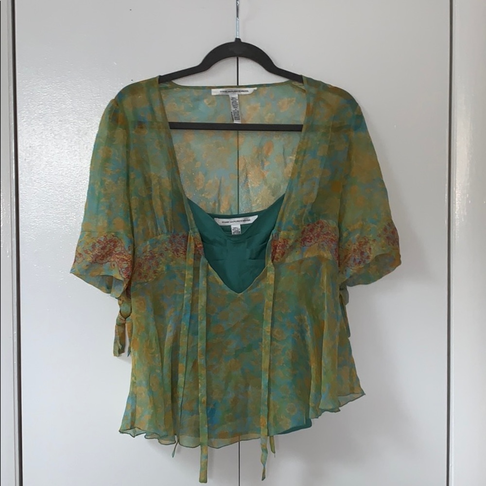 Vintage Diane Von Furstenberg Two-Piece Silk Top